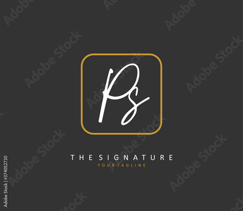 P S PS Initial letter handwriting and signature logo. A concept handwriting initial logo with template element.