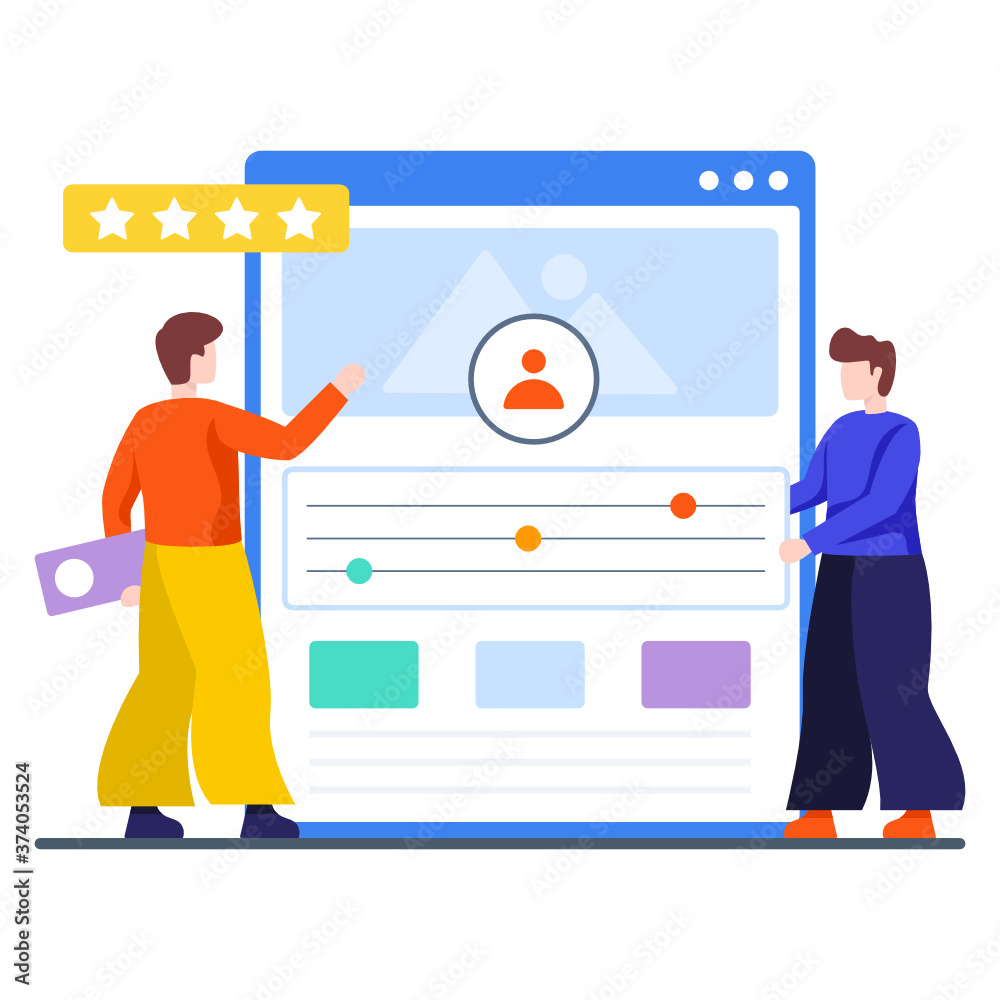 Flat illustration of user interface having user profile in website
Flat illustration of user interface having user profile in website