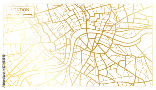 London England City Map in Retro Style in Golden Color.