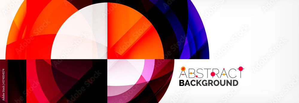 Round shapes, triangles and circles. Modern abstract background