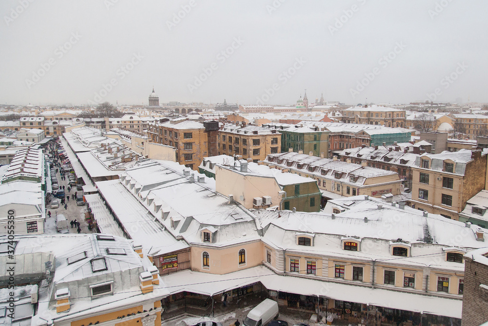 Rooftop cityscape of Saint petersburg on winter time