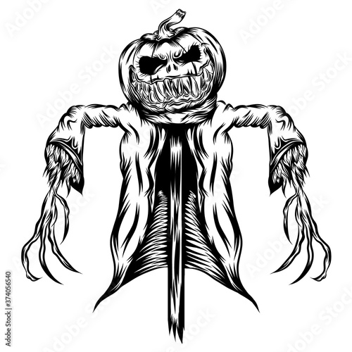 The scarecrow with jacket in the straw