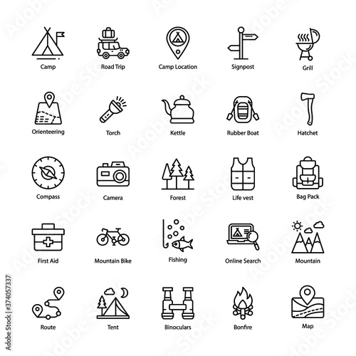 Camping Line Icons