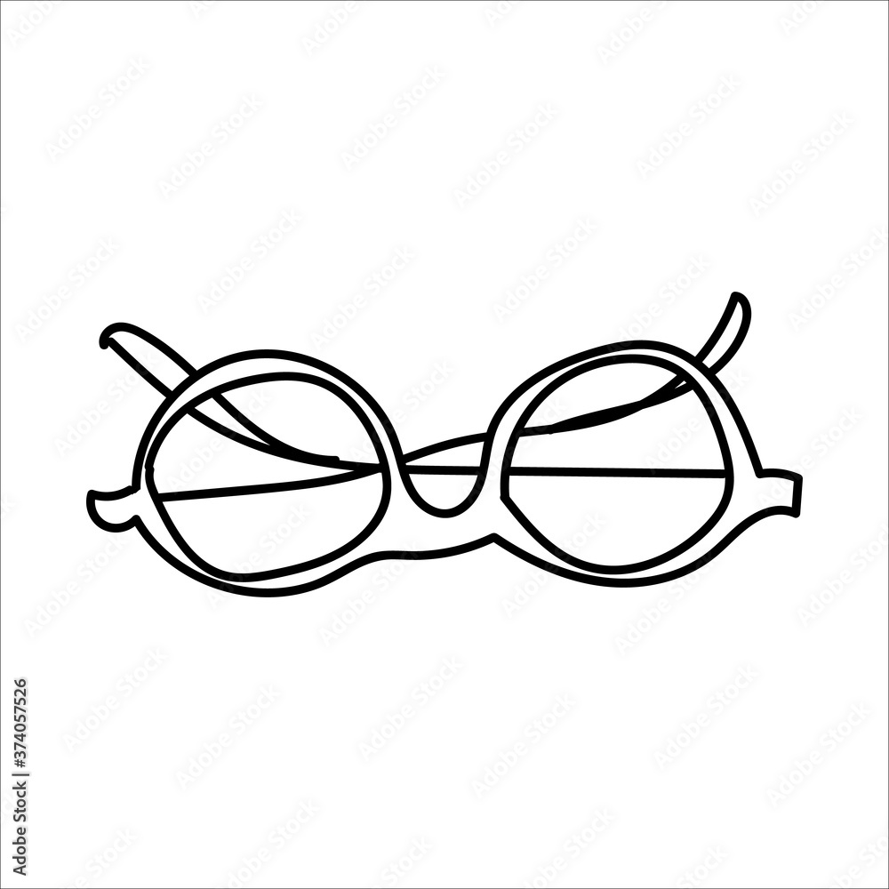 Hand drawing glasses for sight. line art, minimal picture. For greeting cards,children coloring book and seasonal design. Stock Doodle vector illustration isolated on white background. Hand drawing glasses for sight. line art, minimal picture. For greeting cards,children coloring book and seasonal design. Stock Doodle vector illustration isolated on white background.