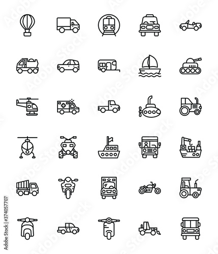 Vehicle Line Vector Icons