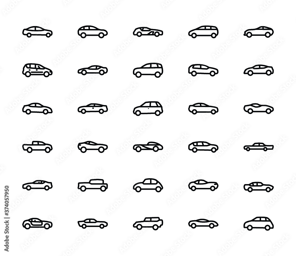 Car Line Vector Icons Car Line Vector Icons