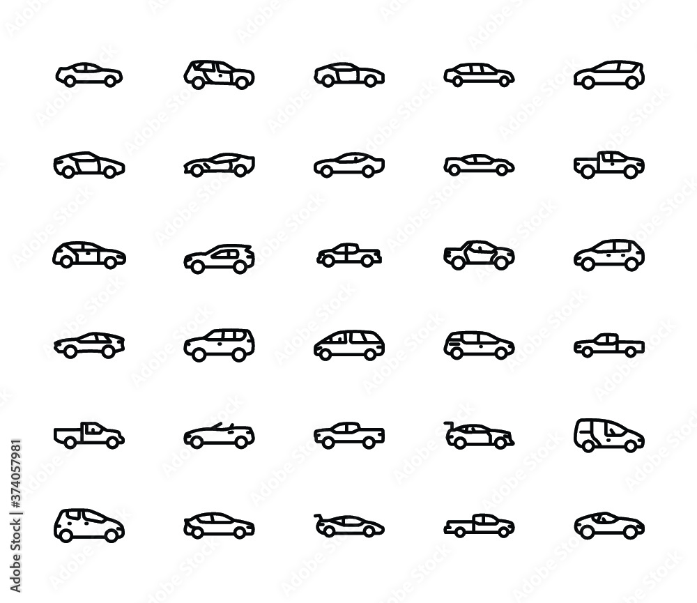 Wheeled Vehicles Line Icons Wheeled Vehicles Line Icons