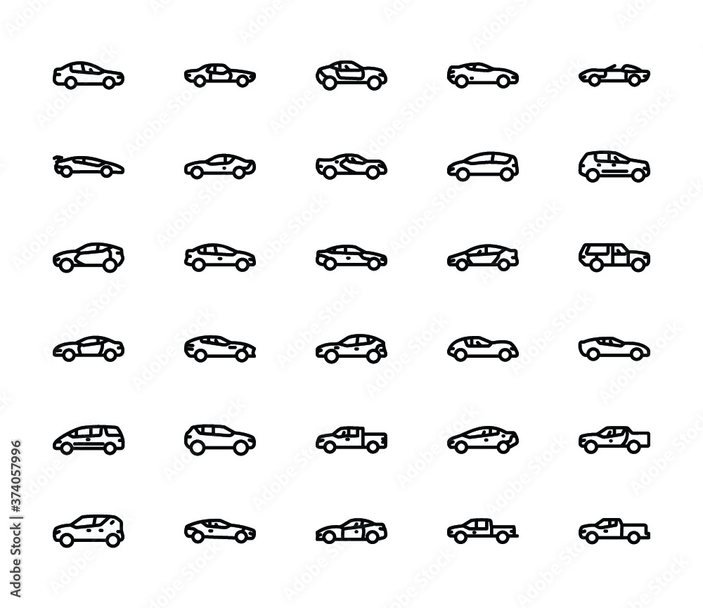 Pack of Line Car Icons Pack of Line Car Icons