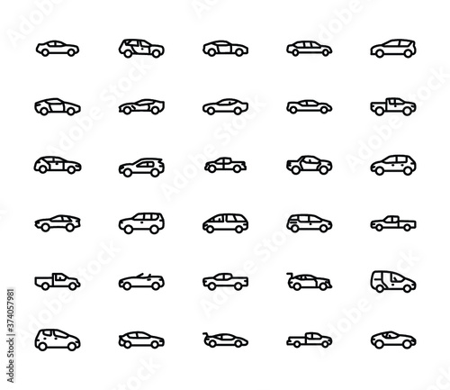 Wheeled Vehicles Line Icons 