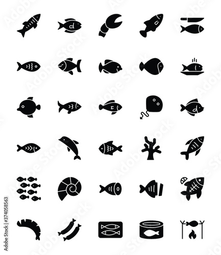 Seafood glyph vector