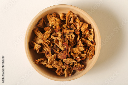 chanterelle mushrooms are dry on the table
