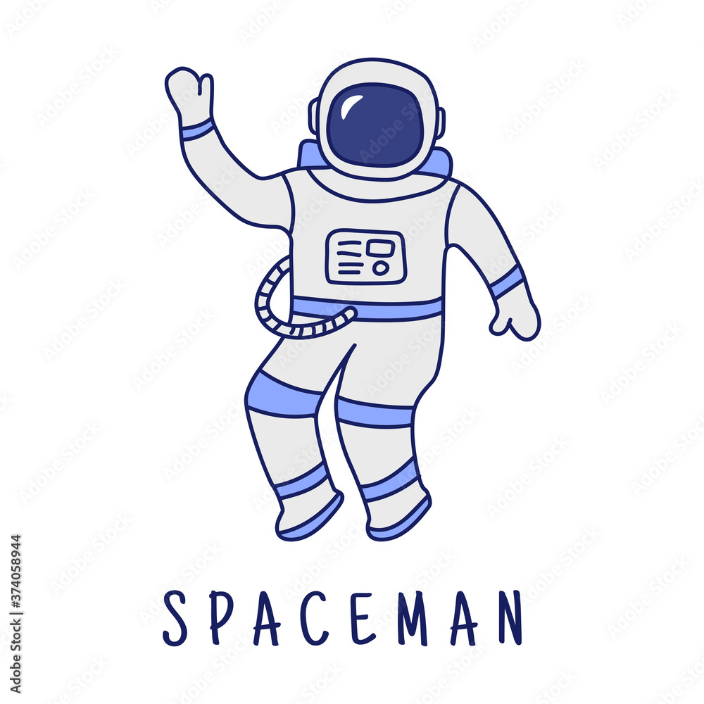 Spaceman doodle illustration isolated on white background Spaceman doodle illustration isolated on white background