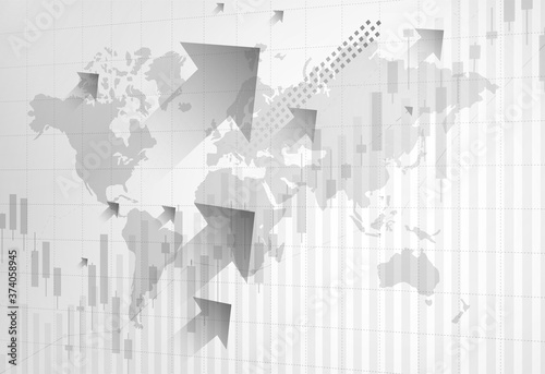 Financial stock market graph on stock market investment trading.