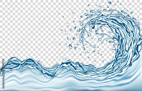 Water splash and drops isolated on transparent background.