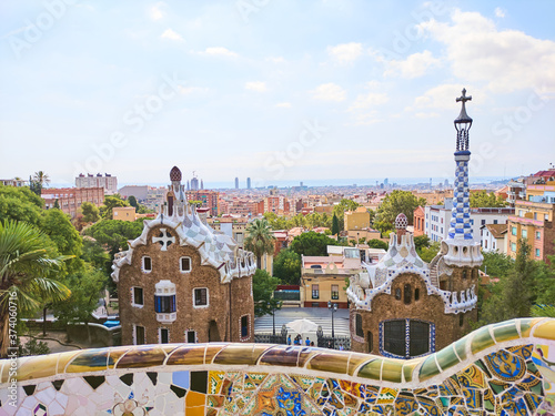 Obraz na płótnie The monumental zone of Park Guell in Barcelona, Spain w salonie