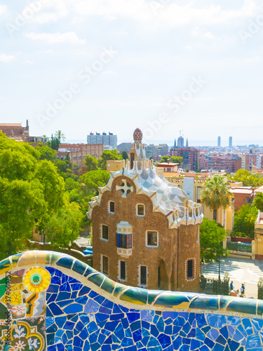 Obraz na płótnie The monumental zone of Park Guell in Barcelona, Spain w salonie