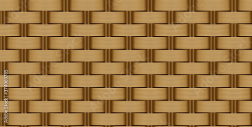 Decorative wooden textured basket weaving background. Seamless woven vector pattern