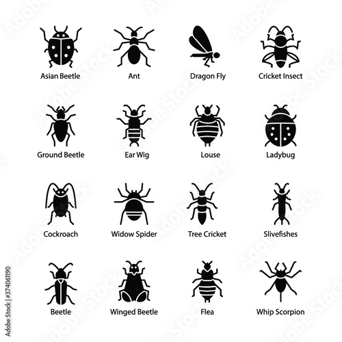 Insects‌ ‌Glyph‌ ‌Icons‌ ‌  © Prosymbols