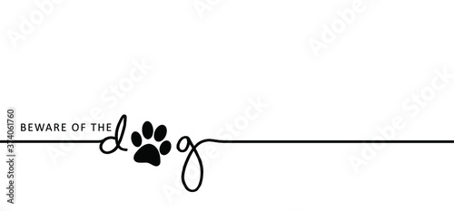 
Danger, warning. Slogan beware of the dog, beware of the cat sign Vector love animals footprints, steps, foot, feet, footsteps pictogram label for hound, puss, pussy, woof, meow quote. Caution signs