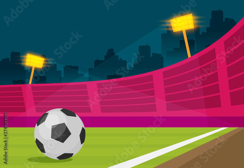 Background of football stadium vector flat design illustration.