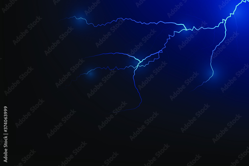 Vector of lightning and thunder luminous effect