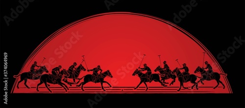 Polo Horses players sport cartoon graphic vector