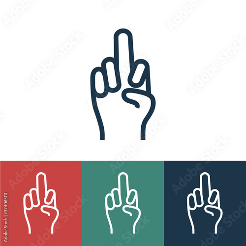 Linear vector icon with rude gesture
