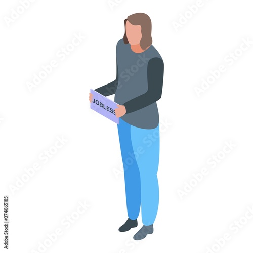 Jobless woman icon. Isometric of jobless woman vector icon for web design isolated on white background