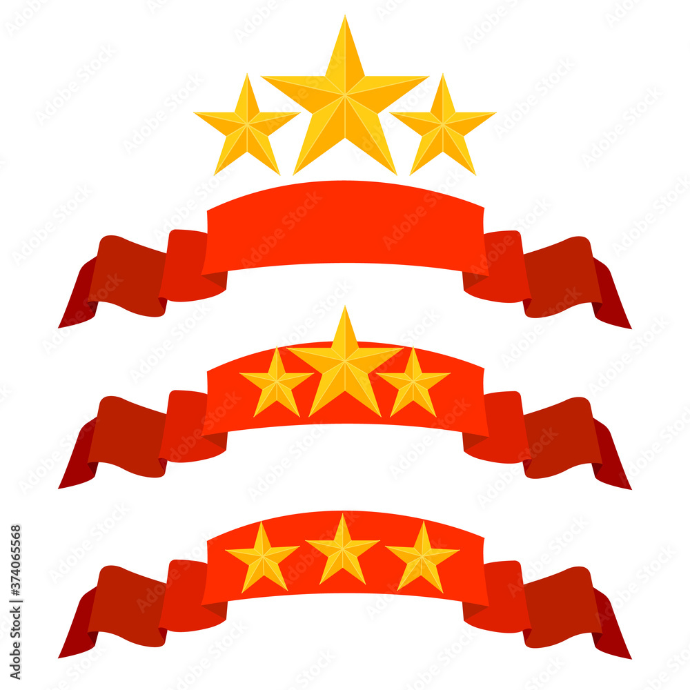 Stars on a ribbon set on white background vector illustration cartoon flat design Stars on a ribbon set on white background vector illustration cartoon flat design
