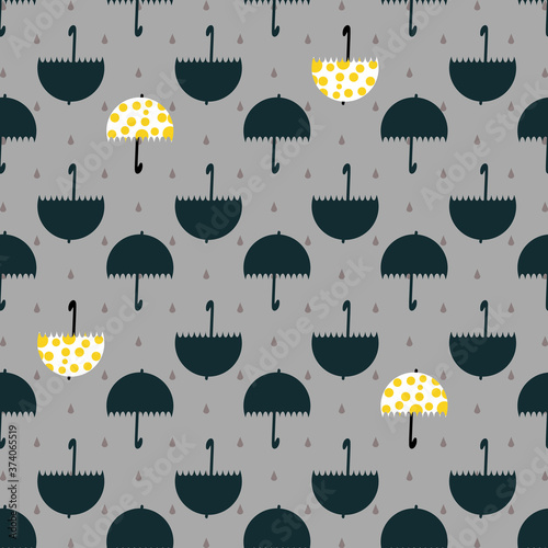 Umbrella Rain Drop Seamless Pattern