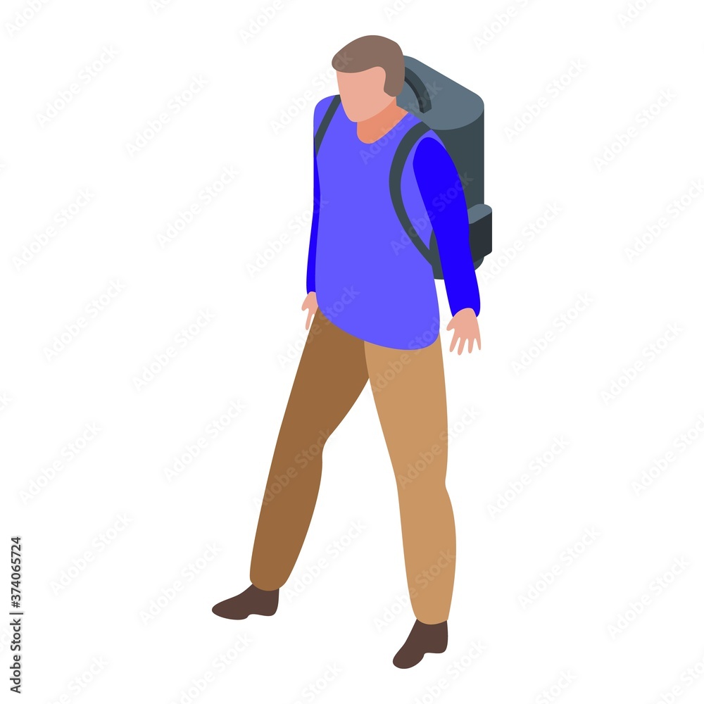 Hiking tourist icon. Isometric of hiking tourist vector icon for web design isolated on white background