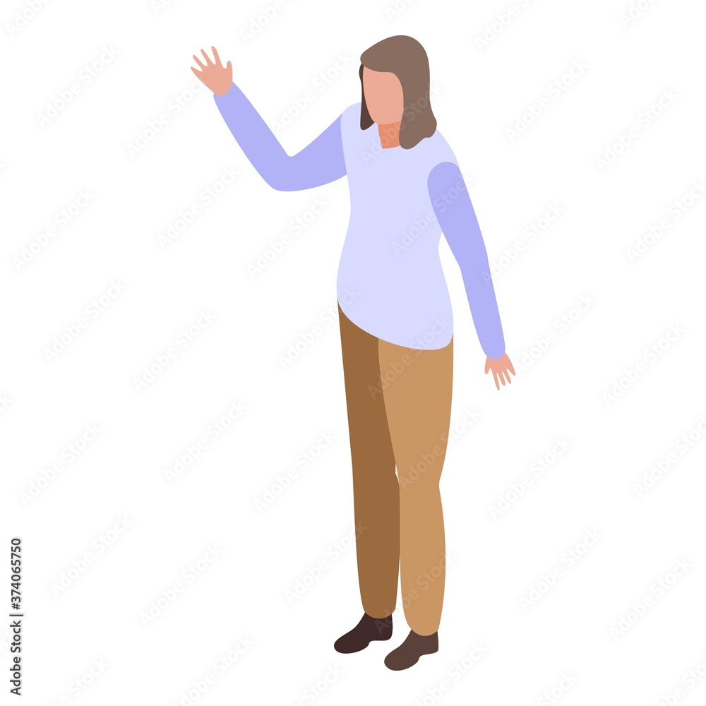 Woman tourist icon. Isometric of woman tourist vector icon for web design isolated on white background Woman tourist icon. Isometric of woman tourist vector icon for web design isolated on white background