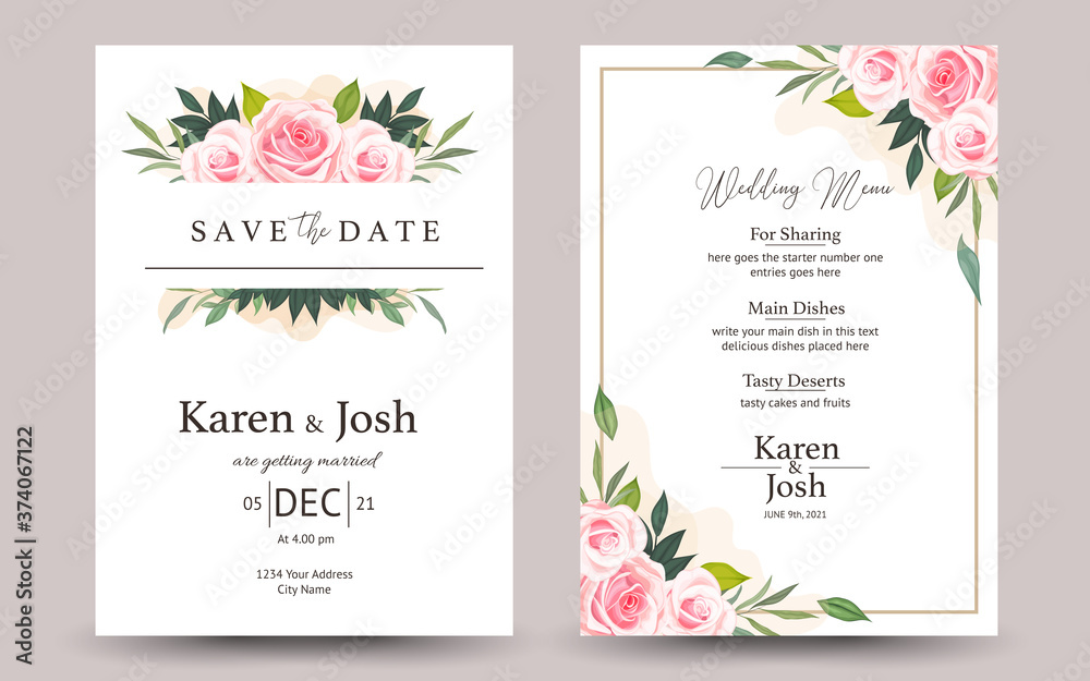 set of wedding invitation card