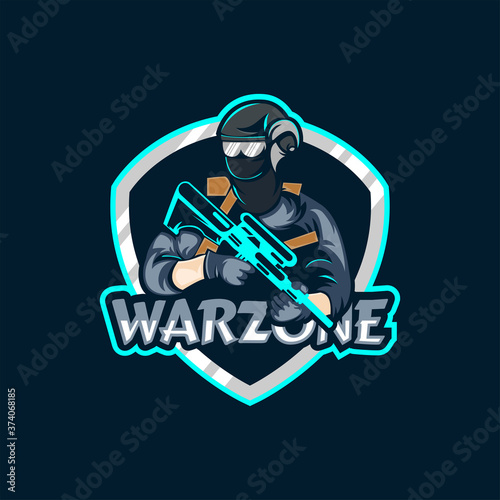 esports warzone mascot logo with dark background