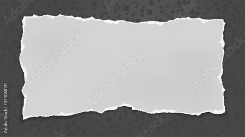 Torn of black paper with soft shadow is on black background with different shapes pattern for text, advertising or design. Vector illustration