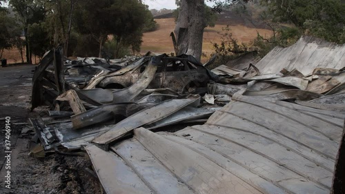 Napa, California, USA. 22 August 2020. Burnt down home in the LNU Lightning Complex Fire that ravaged the Napa, Sonoma, Lake and Solano counties. photo