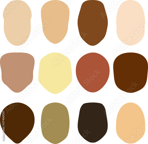 Set of flat face shape vector, people icon, head silhouette type, character