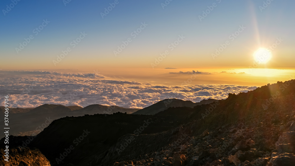 Sunset view from teide volcano