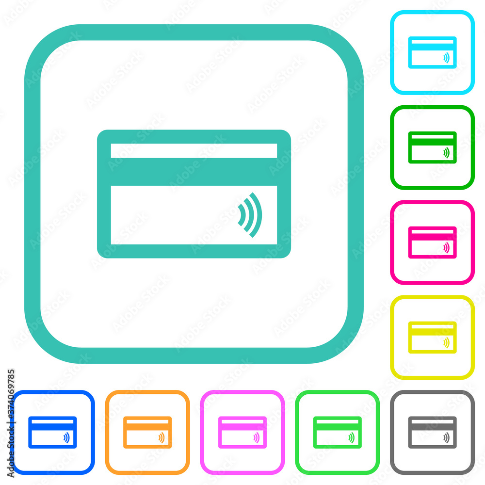 Contactless credit card vivid colored flat icons Contactless credit card vivid colored flat icons