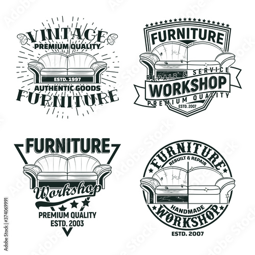 Set of Vintage furniture workshop emblems designs