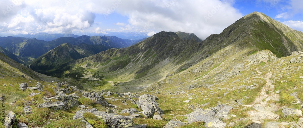 Panorama of the Lower Tauern with mount Grosser Bosenstein, Alps, Austria