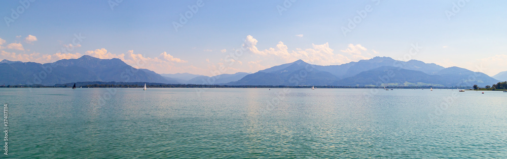 Lake Chiemsee with Alpes Bavaria