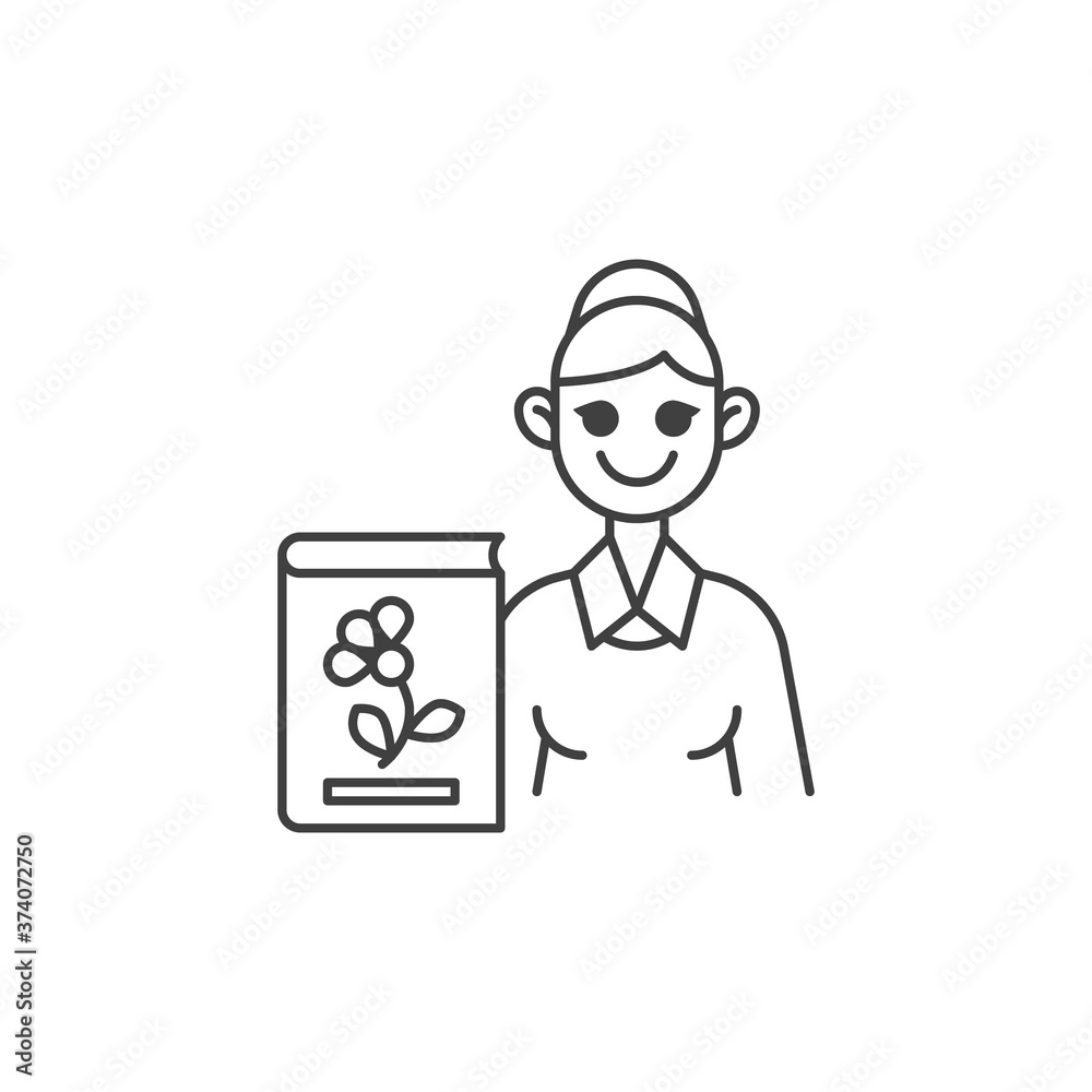 Biology teacher line icon. linear style sign for mobile concept and web design. Woman teacher with biology book outline vector icon. Symbol, logo illustration. Vector graphics Biology teacher line icon. linear style sign for mobile concept and web design. Woman teacher with biology book outline vector icon. Symbol, logo illustration. Vector graphics