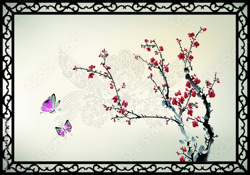 Chinese painting of cherry blossom