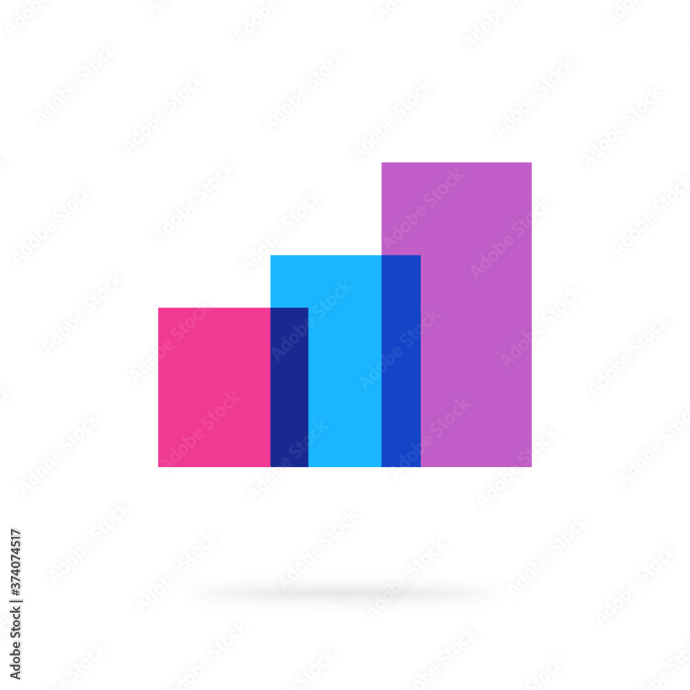 Abstract audit analysis financial sales graph agency logo vector, increase growth chart elements, three geometric shapes, concept of stock market broker sign, progress stats broker trading icon Abstract audit analysis financial sales graph agency logo vector, increase growth chart elements, three geometric shapes, concept of stock market broker sign, progress stats broker trading icon