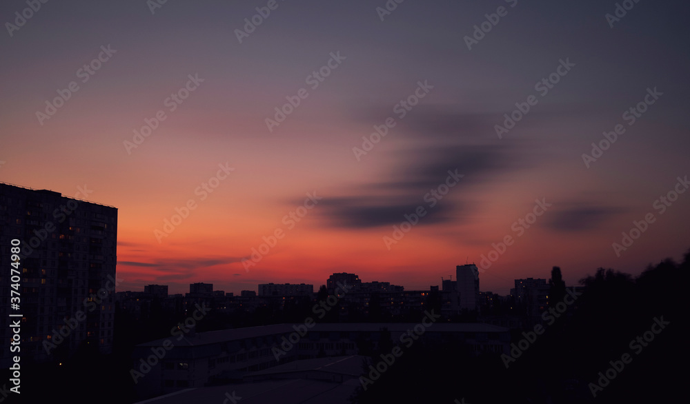 Sunset and storm clouds over the city. Kyiv, Ukraine. Sunset and storm clouds over the city. Kyiv, Ukraine.