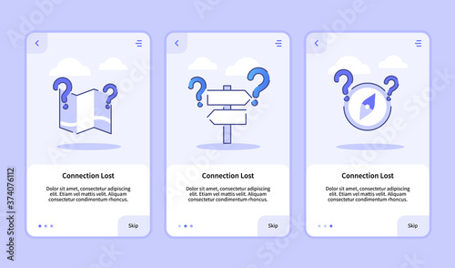 Connection lost onboarding screen for mobile apps template banner page UI with three variations modern flat outline style