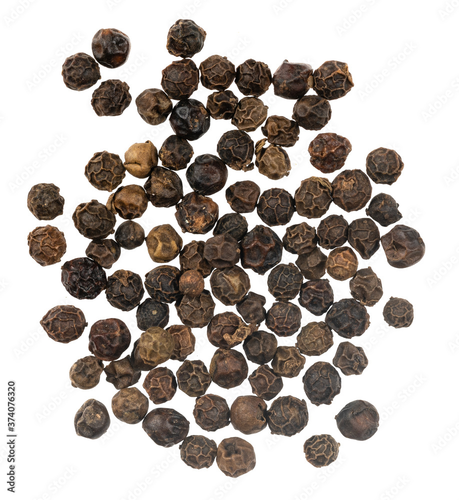 Black peppercorns isolated on white background Black peppercorns isolated on white background