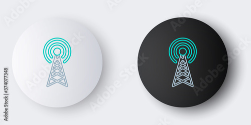 Line Radar icon isolated on grey background. Military search system. Colorful outline concept. Vector.
