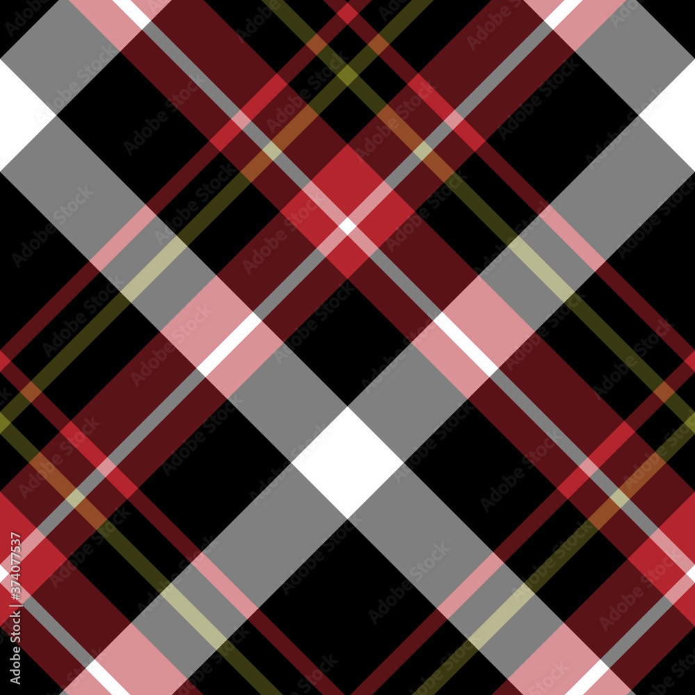 Seamless pattern in black, red, green and white colors for plaid, fabric, textile, clothes, tablecloth and other things. Vector image. 2 Seamless pattern in black, red, green and white colors for plaid, fabric, textile, clothes, tablecloth and other things. Vector image. 2